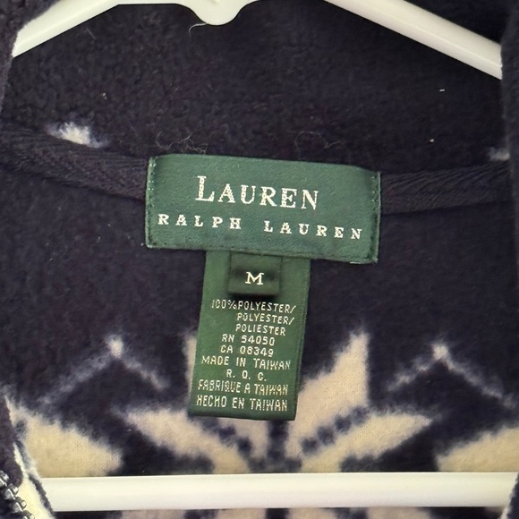 Ralph Lauren Fleece Blue and White Cowl Neck Sweater with Nordic Patterns - Picture 6 of 12
